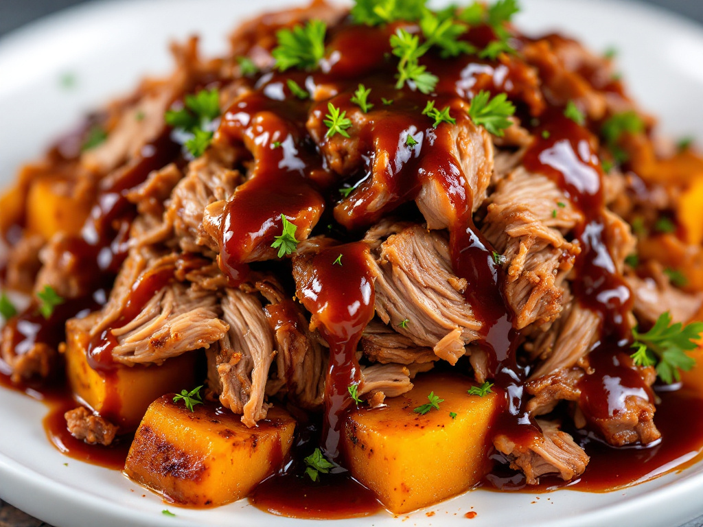 Lean Up BBQ Pulled Pork with Baked Sweet Potato