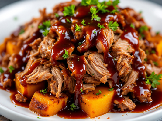 Lean Up Hickory Pulled Pork with Roast Pumpkin