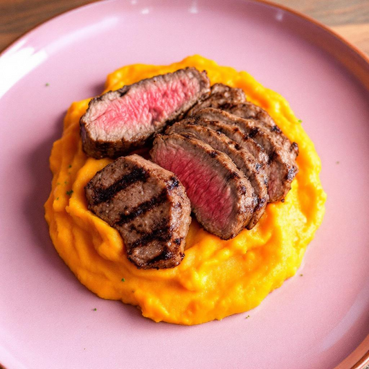 Muscle Up Grilled Steak with Mashed Sweet Potato