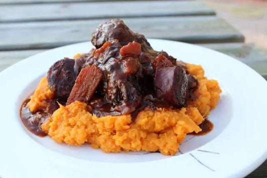 Braised Beef Cheeks on Sweet Potato Mash
